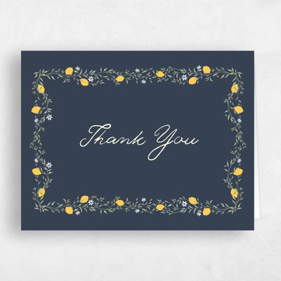 Grayed Navy, Blue Wedding Thank You - Brume Landscape