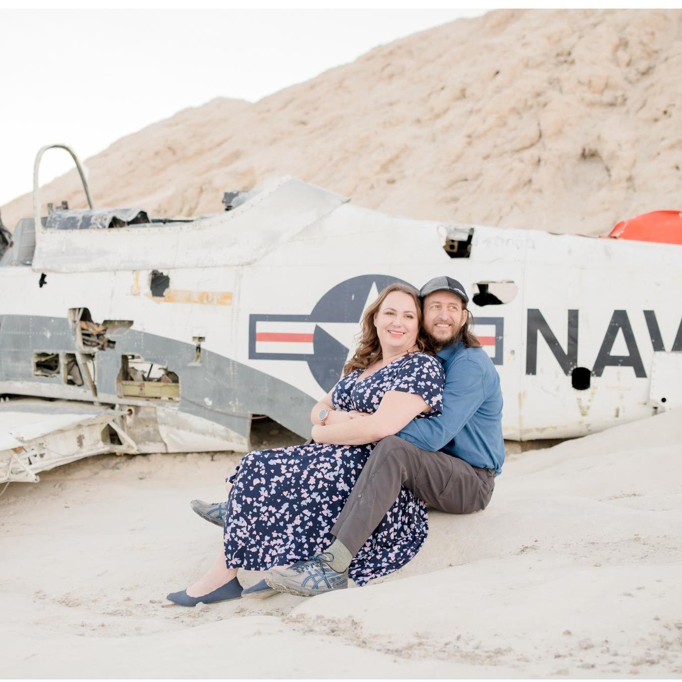 One of our engagement pictures.  This plane was so cool!