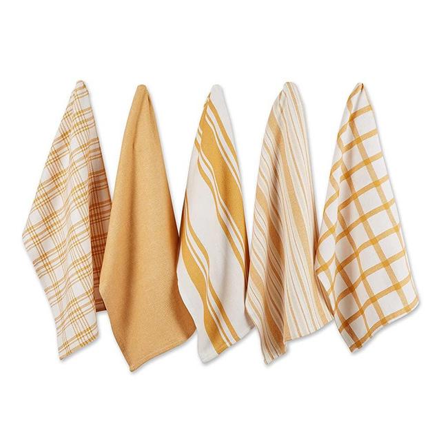 DII Assorted Woven, Kitchen Dishtowel Set, 18x28, Honey Gold, 5 Piece