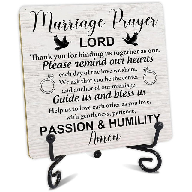 Christian Gifts for Women Men, Religious Wedding Gift, Wedding Gifts For Couples Newlyweds, Marriage Blessing Gifts, Engagement Gifts for Couples, Christian Wooden Plaque Sign With Stand