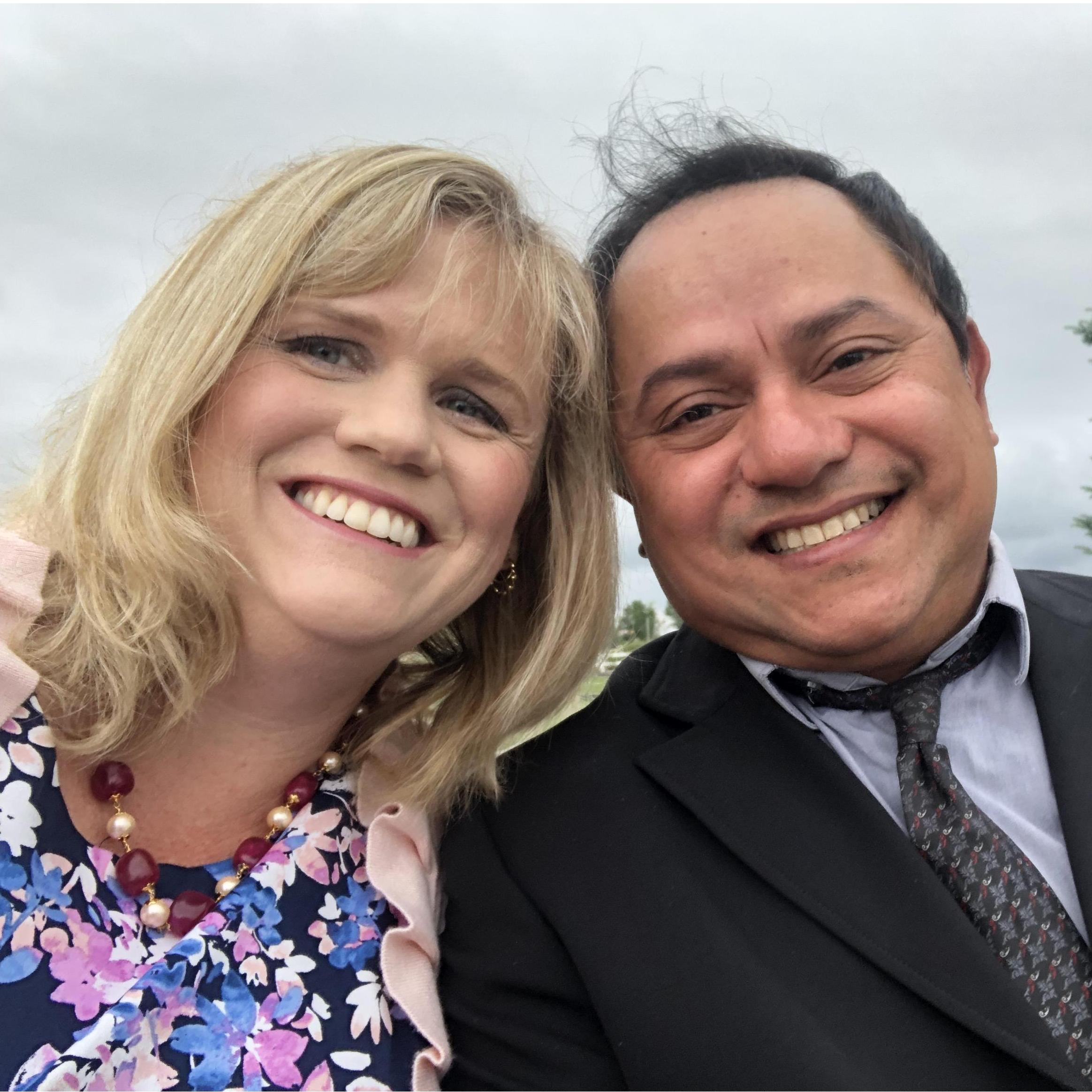Celebrating at a friend's wedding in September 2019.