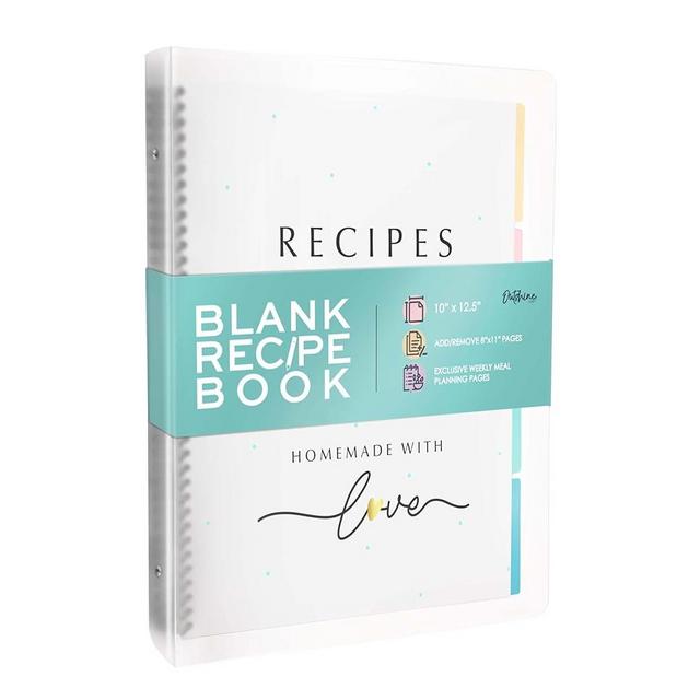 8.5 x 11 Waterproof Recipe Holder Holds 300 Recipes, Blank Recipe Book to Write in Your Own Recipes, Recipe Binder, Recipe Book Blank, Recipe Notebook, Cookbook Binder, Recipe Journal, Blank Cookbook