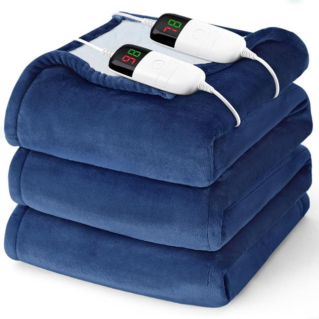 Heated Electric Blanket Queen Size - 84" x 90" Heating Blanket with Dual Control, 10 Heating Levels & 8 Hours Auto Off, Soft Warm Flannel Blanket, for Senior Grandma