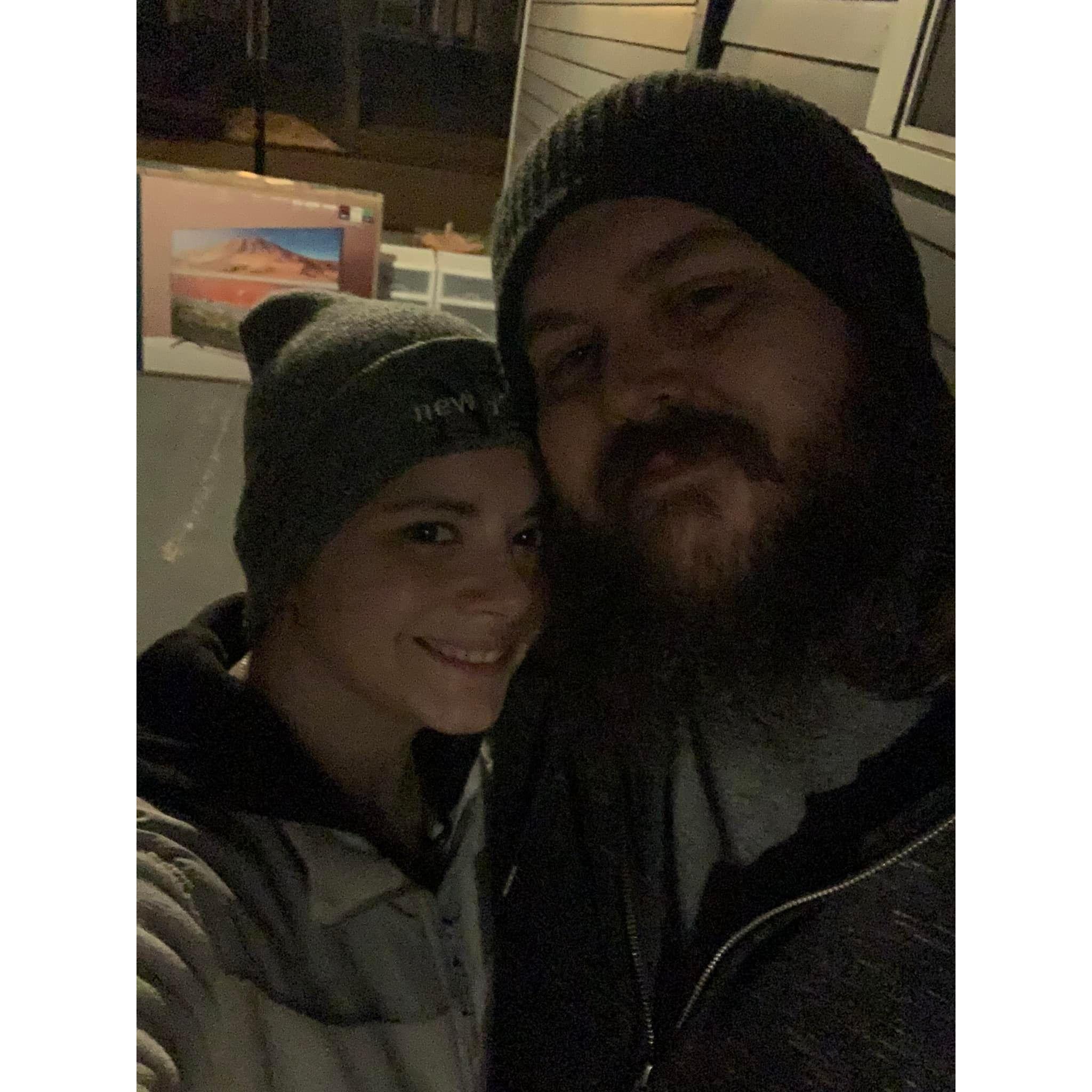 A chilly winter evening on the porch in Rochester.