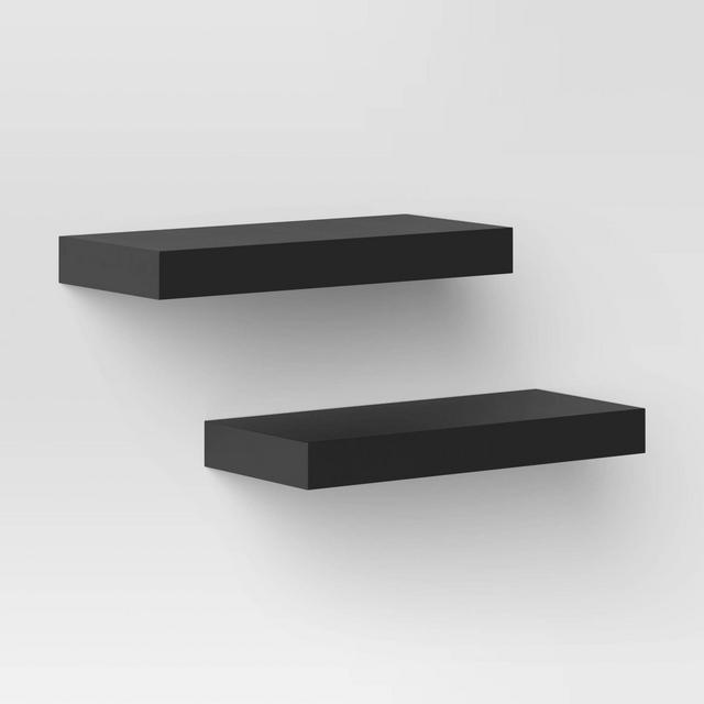 Set of 2 16" Wood Ledge Wall Shelf Black - Threshold™