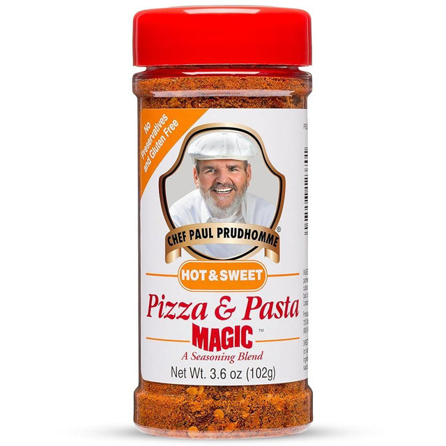 Chef Paul Magic Seasoning Blends Pizza & Pasta Magic Hot & Sweet | Italian Seasoning | Parmesan Cheese & Herbs Blend | No Added Salt & Preservatives | Perfect for Pizza, Pasta, Salads | 3.6 Oz (102 g)