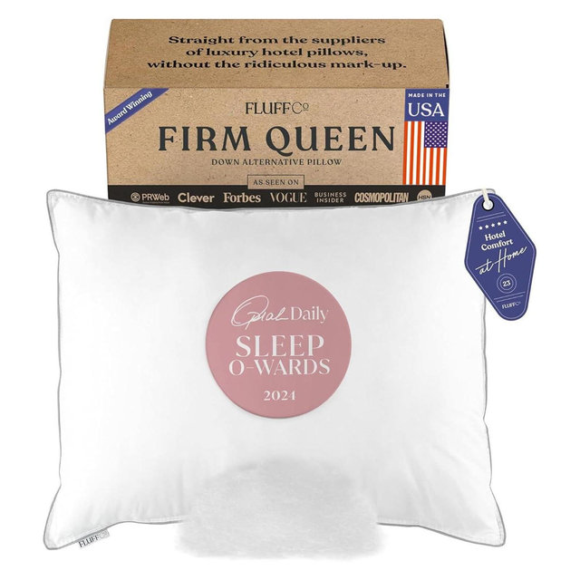 FluffCo Down Alternative Pillow - Standard Firm - White