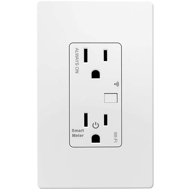 TOPGREENER Smart Wi-Fi Outlet with Energy Monitoring, Tamper-Resistant, Control Lighting and Appliances from Anywhere, in-Wall, No Hub Required, Works with Amazon Alexa and Google Assistant, TGWF15RM