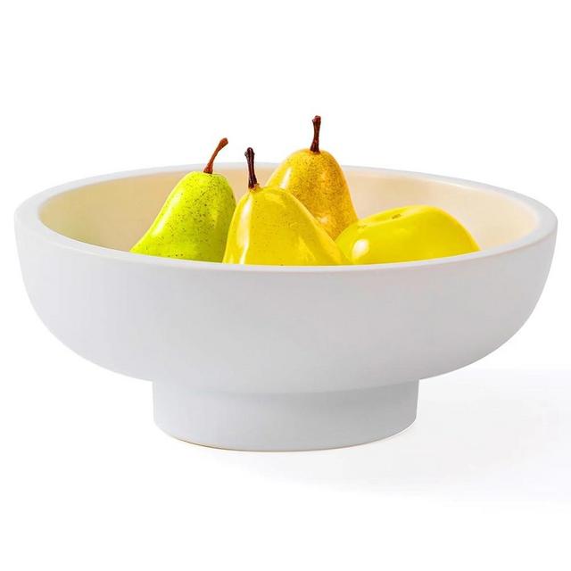 MELIUDEY Luxurious Large Ceramic Fruit Bowl for Kitchen Counter - Large Decorative Bowl for Home Decor -Key Bowl for Entry Table - Footed Bowl - Entryway Bowl for Keys, Modern Bowl, White 10.4 Inch