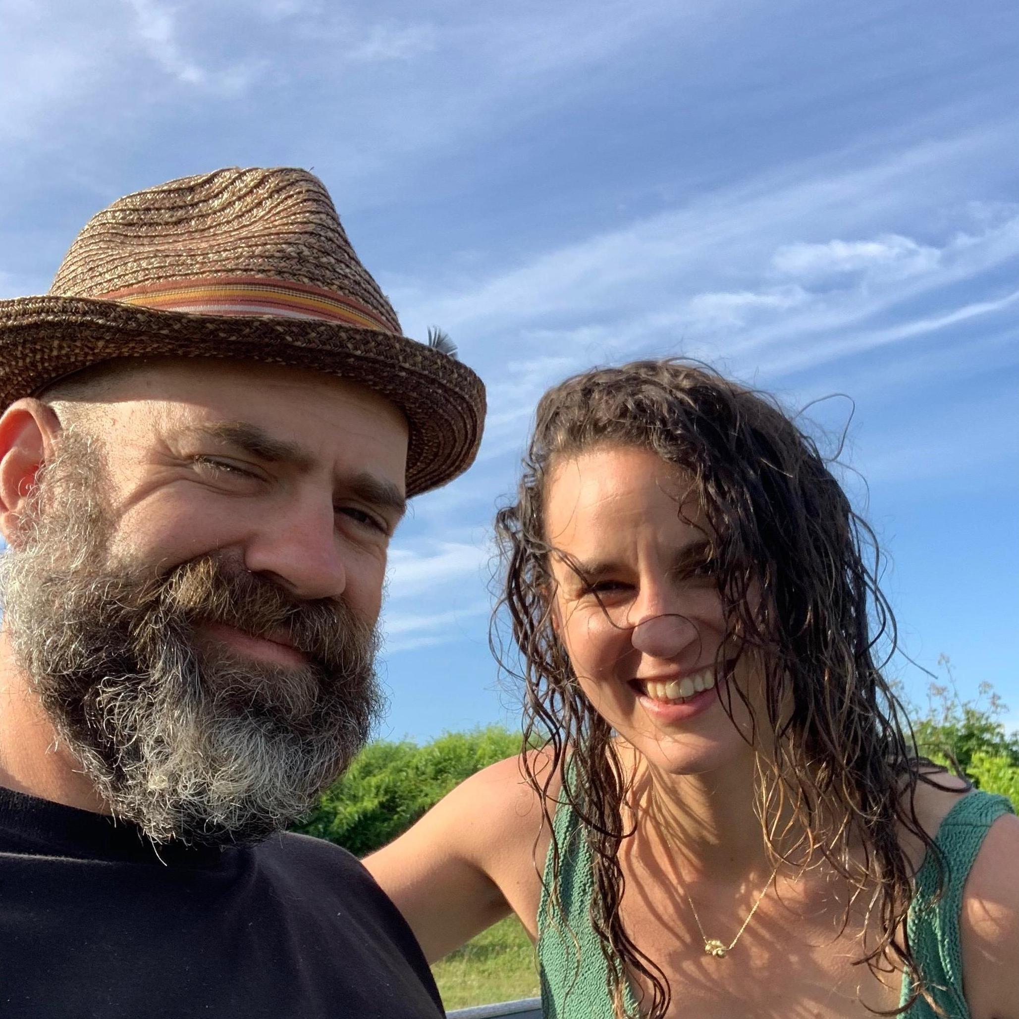 After they first met they went on a camping trip and ended up camping out in a monastery parking lot. This photo was snapped the next morning after Molly's ocean jump