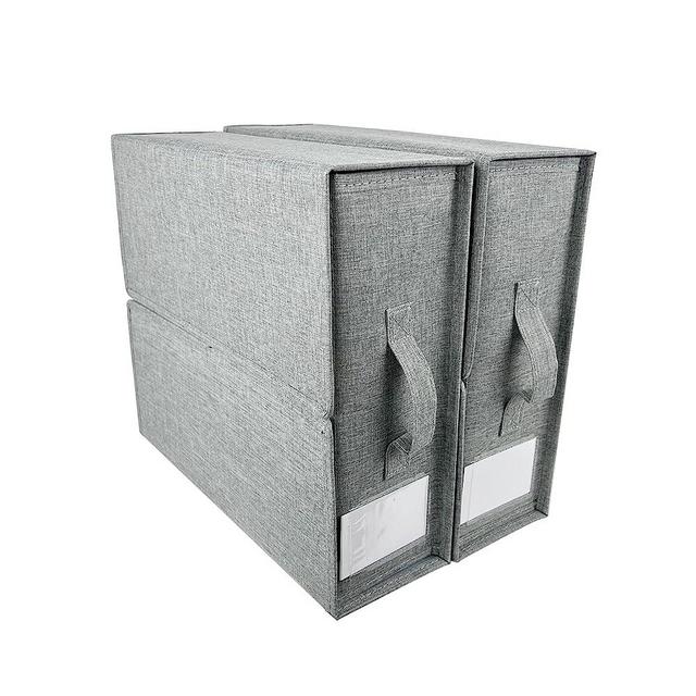 KOFRIT Foldable Bed Sheet Set Organizer, 2-Pack Foldable Bedding Organizers for Queen and King Sheets, Duvet Covers and Pillowcases, Under-bed Storage Boxes for Bedding Clothes Towels (Gray)