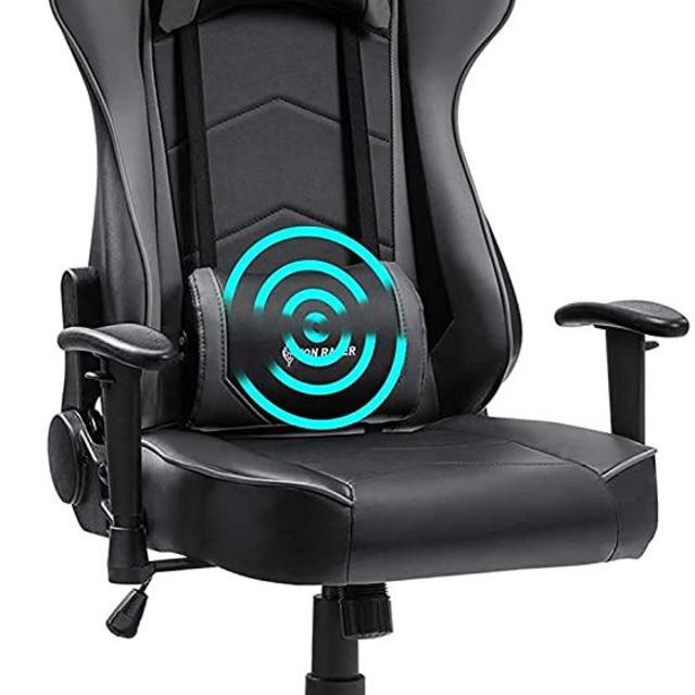 Massage Gaming Chair Racing Computer Desk Office Chair Swivel Ergonomic Executive Bonded Leather Chair with Headrest Lumbar Support and Adjustable Armrests
