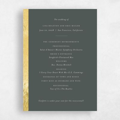 Dark Seaweed, Green Wedding Program - Jules Foil