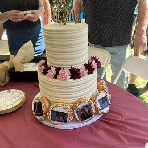 Beautiful Cake with Dog The Bounty Hunter donuts courtesy of Jacks Godmother