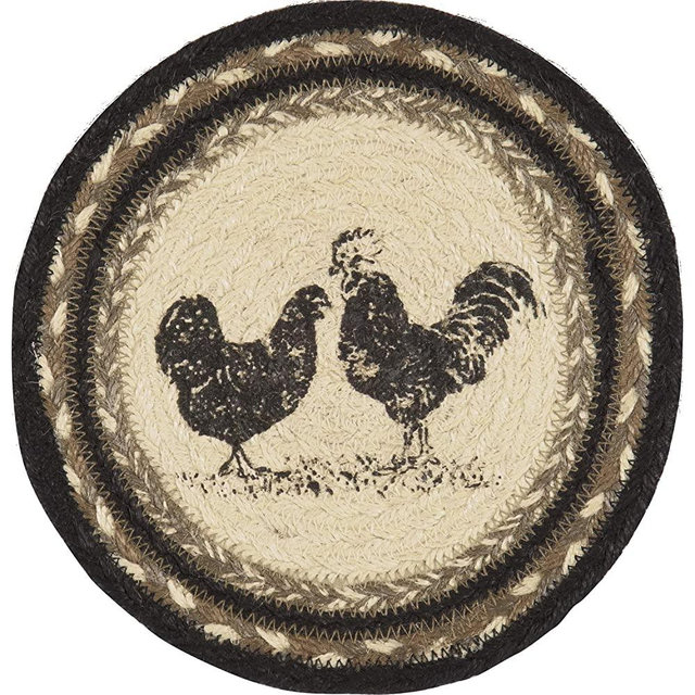 VHC Brands Sawyer Mill Charcoal Table Décor, 8" Trivet, Poultry