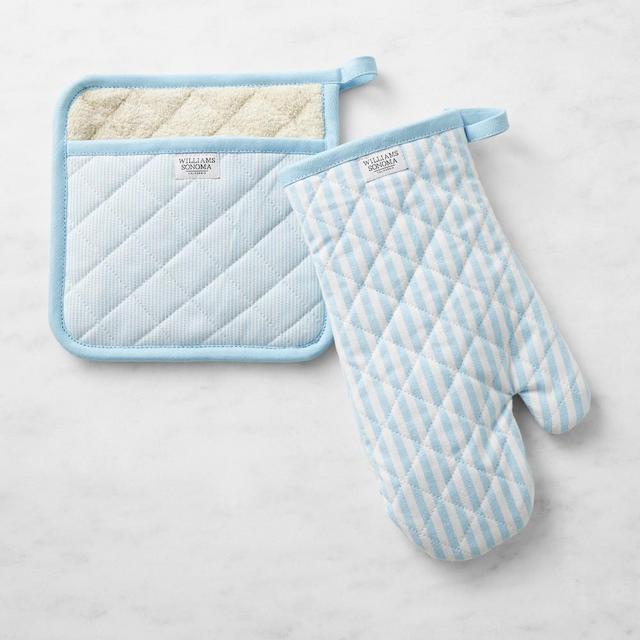 Williams Sonoma Bay Stripe Oven Mitt & Potholder Set, Aqua