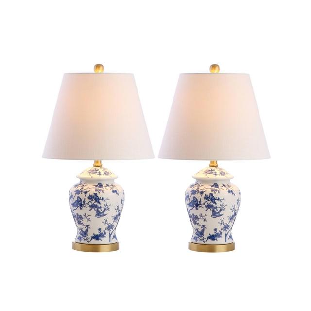 22" (Set of 2)Penelope Chinoiserie Table Lamps Blue/White - JONATHAN Y
