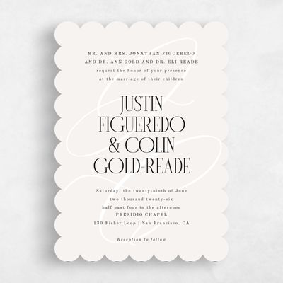 Beige Scalloped Wedding Invitation - Ferrara Portrait