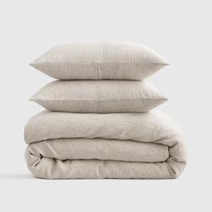 European Linen Duvet Cover Set - Full/Queen | Natural Chambray