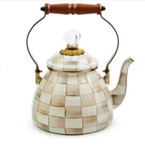 2 Quart MacKenzie-Childs Check Tea Kettle - Mocha
