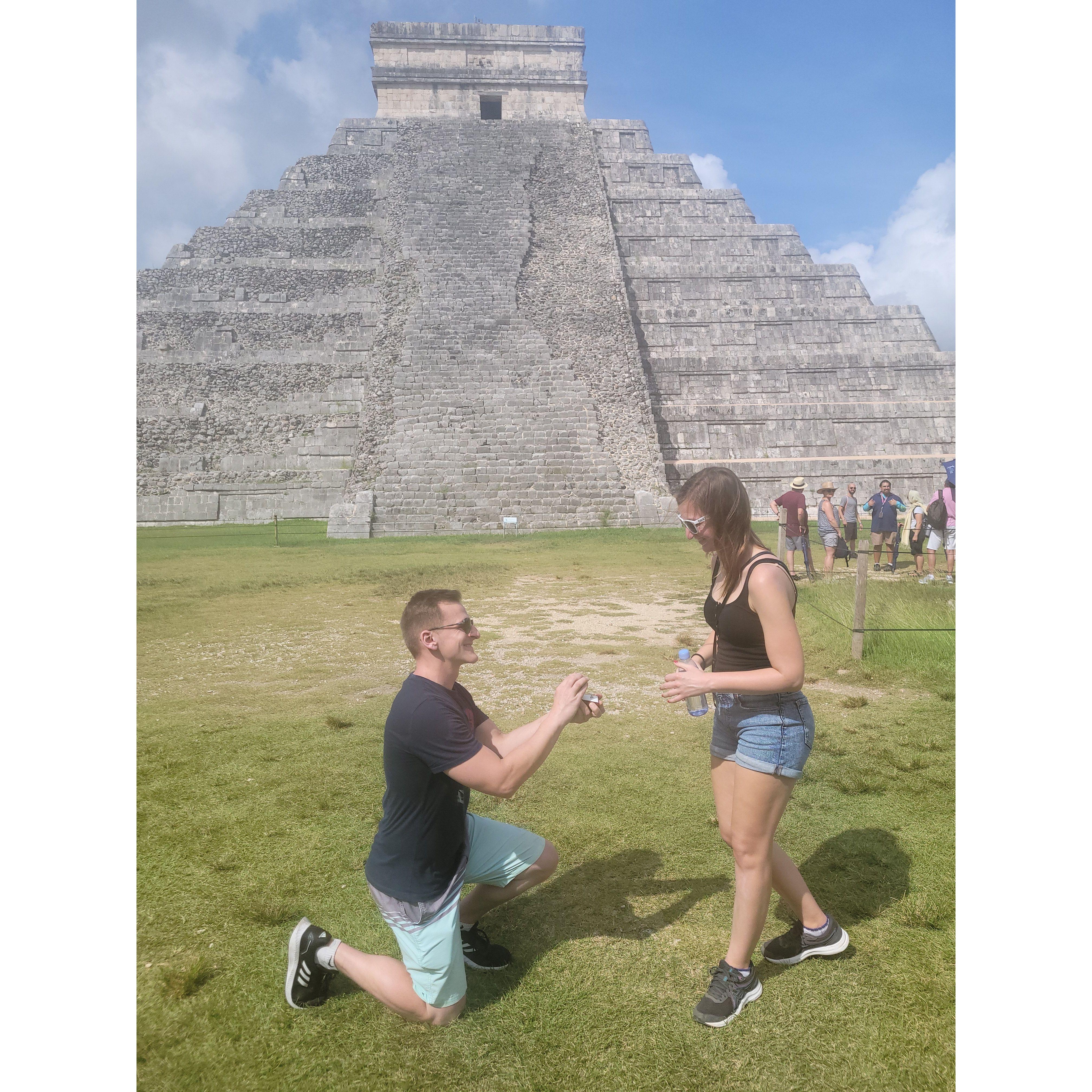 When Jeff proposed, in front of Chichén Itzá.