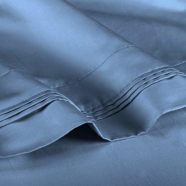 Superior Egyptian Cotton 1000 Thread Count Solid Deep Pocket Bed Sheet Set - Queen - Medium Blue