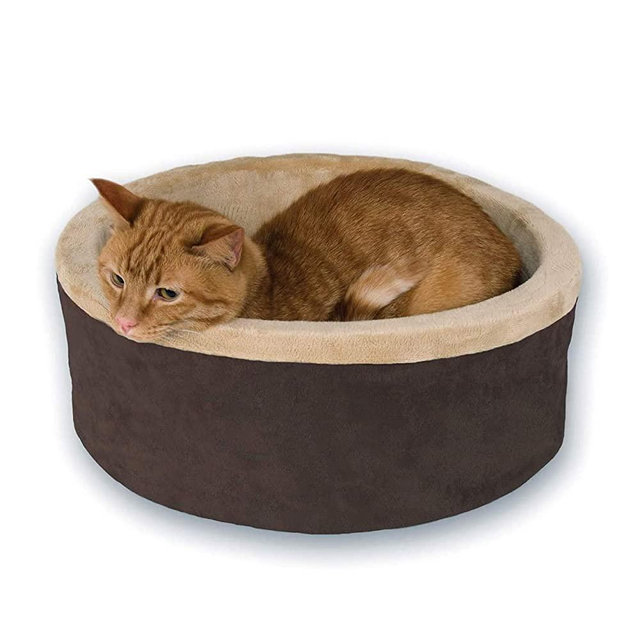 K&H Pet Products Heated Thermo-Kitty Heated Cat Bed Mocha/Tan - Multiple Sizes
