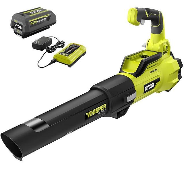 RYOBI 40V Brushless 125 MPH 550 CFM Cordless Battery Whisper Series Jet Fan Blower with 4.0 Ah Battery and Charger RY40470 - The Home Depot