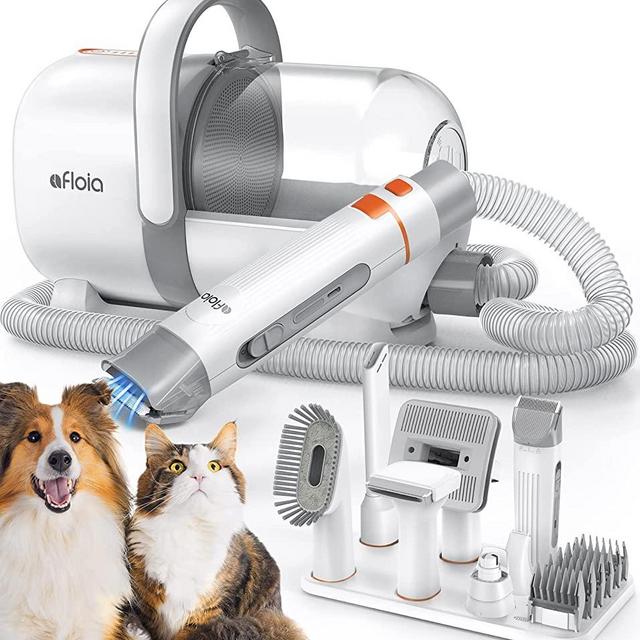 Afloia Dog Grooming Kit, Pet Hair Vacuum Professional Dog Clippers with 7 Pet Grooming Tools Include Grooming, Deshedding, Cleaning Brush, Nozzle, Clipper, Nail Trimmer, Grinder for Dog Cat Pet