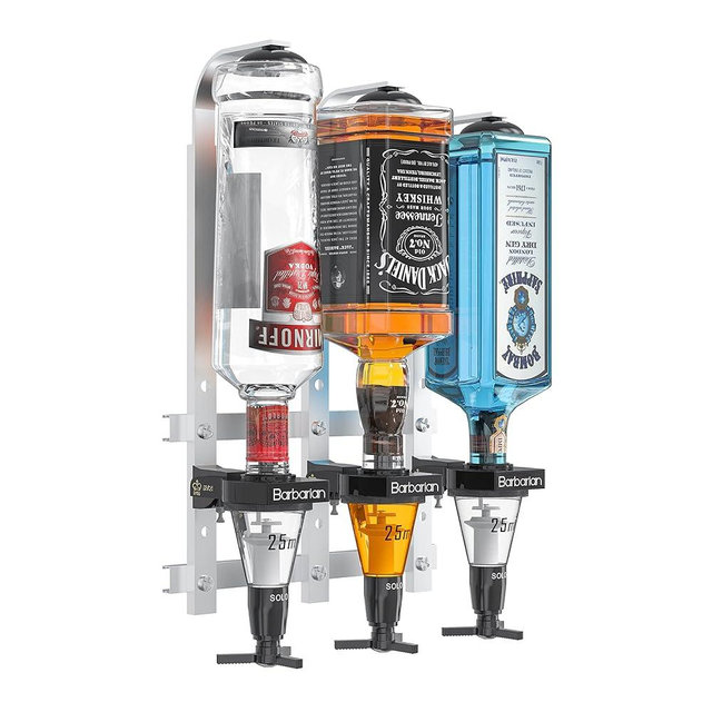 Barbarian Liquor Dispenser for Home Bar 3/4/6 Bottle Wall Mounted - Bar Butler Shot Measure Bracket Alcohol Wine Upside Down Drink Jigger Optics Man cave