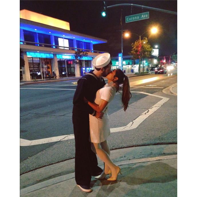 Nurse and Kissing Sailor. Halloween in Long Beach, CA.