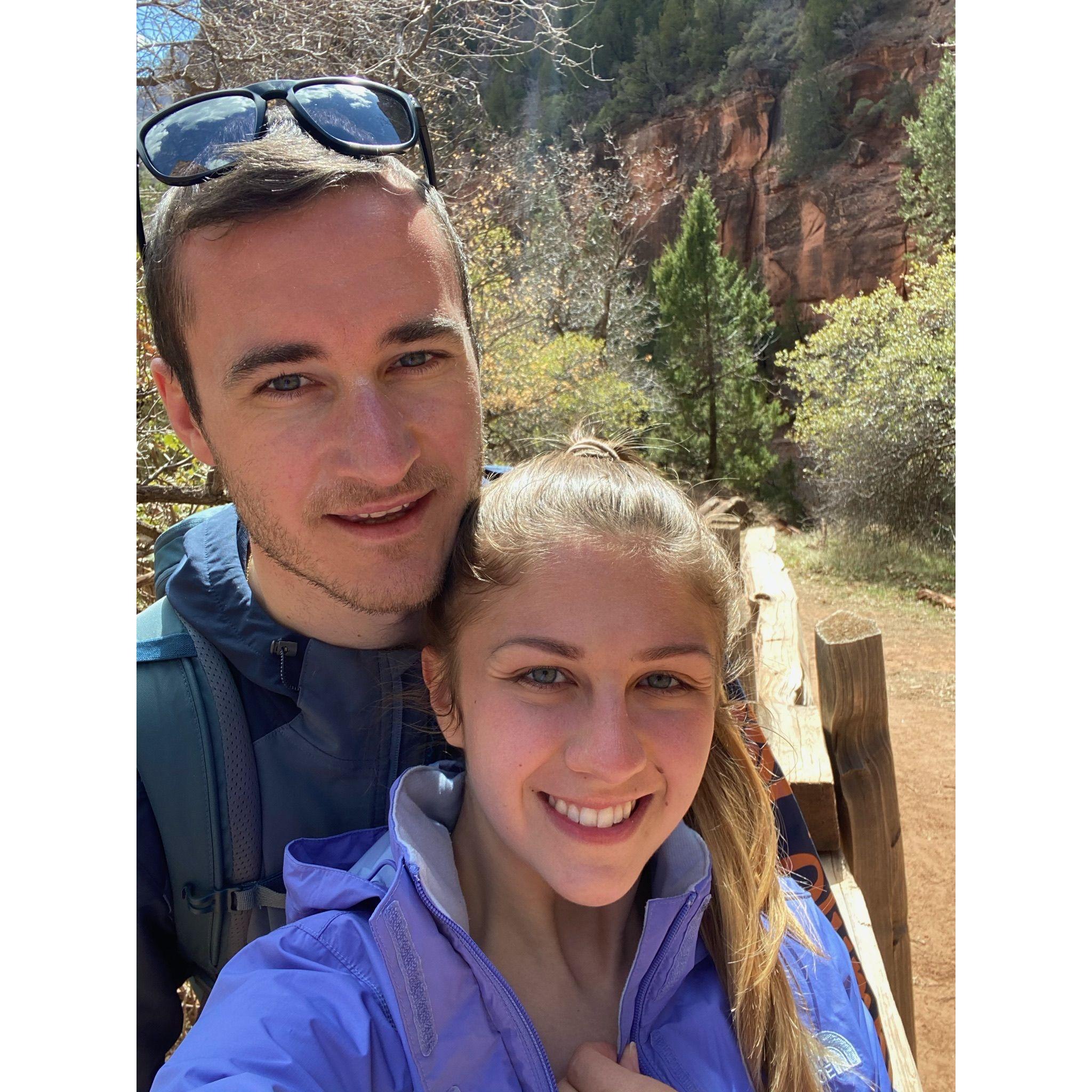 Hiking in Zion National Park.