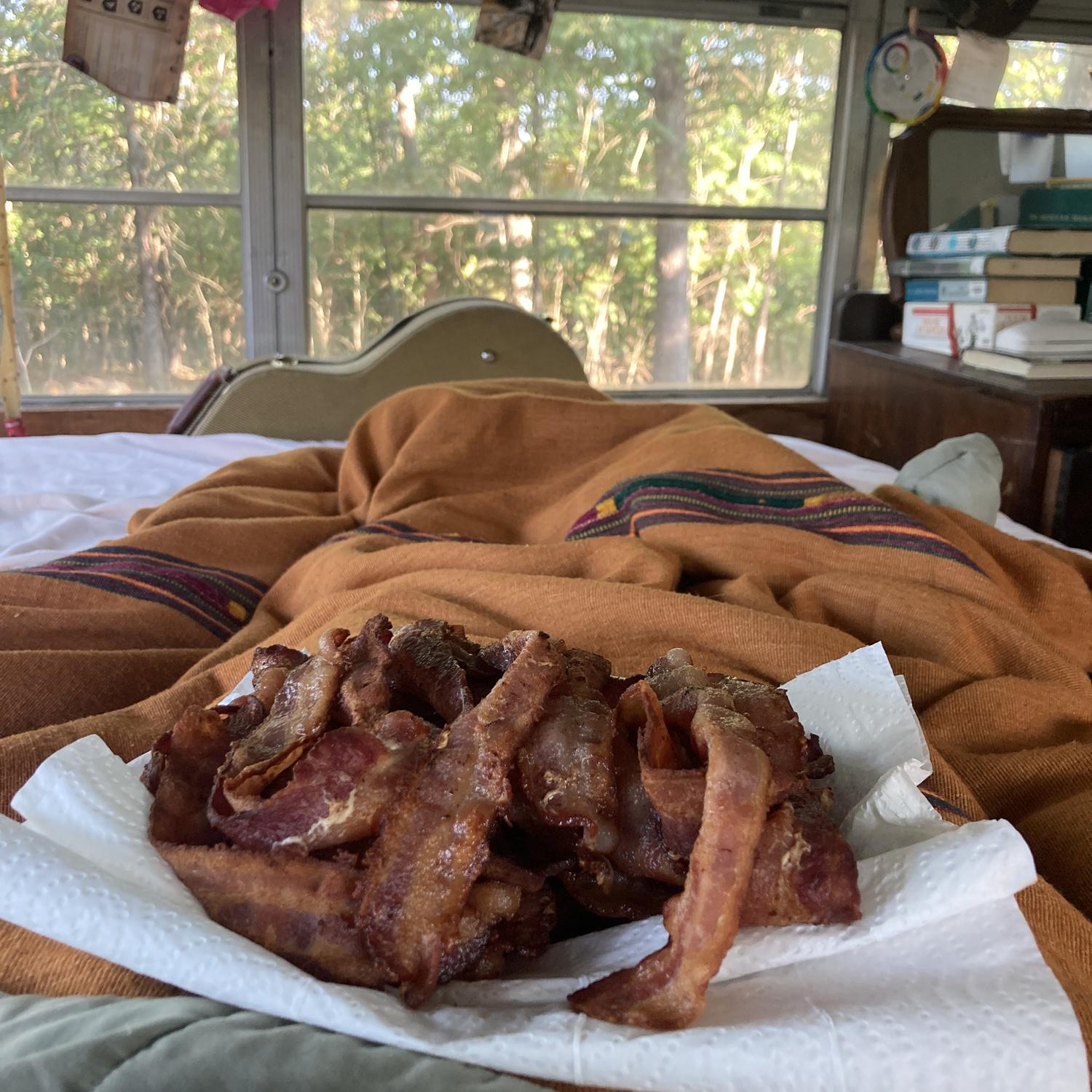 A huge pile of bacon, not uncommon