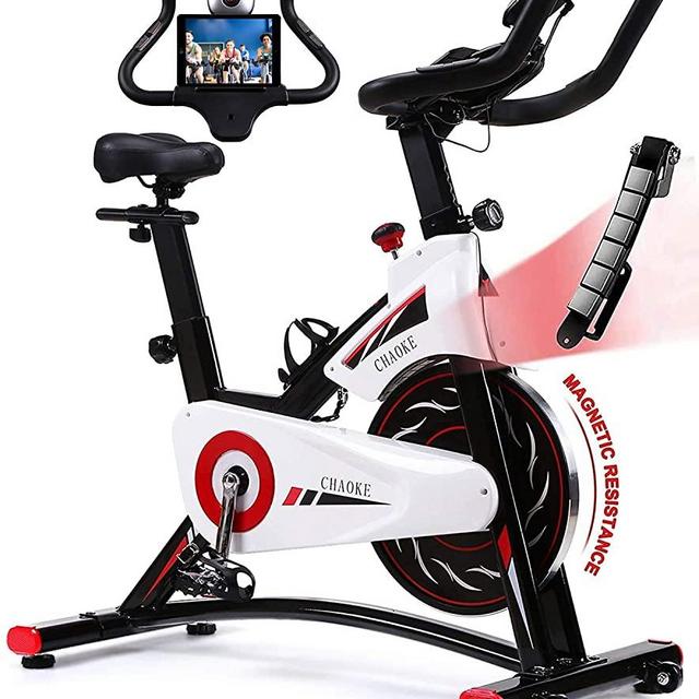 Exercise Bike, CHAOKE Indoor Cycling Bike, Stationary Bike Magnetic Resistance Whisper Quiet for Home Cardio Workout Heavy Flywheel & Comfortable Seat with Digital Monitor (New Version)