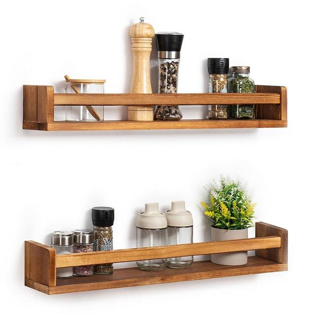 Fun Memories Nursery Book Shelves, 24Inch Floating Shelf for Wall, Wall Bookshelf for Kids Solid Wood Wall Mounted Shelves for Books,Toys and Decor Storage, Set of 2