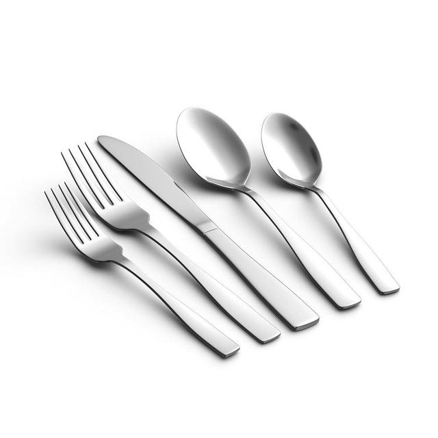 HIKAA 40PCS Stainless Steel Silverware Set, Flatware Set for Kitchen, Cutlery Set with Forks, Spoons and Knives, Modern Flatware Set Service for 8