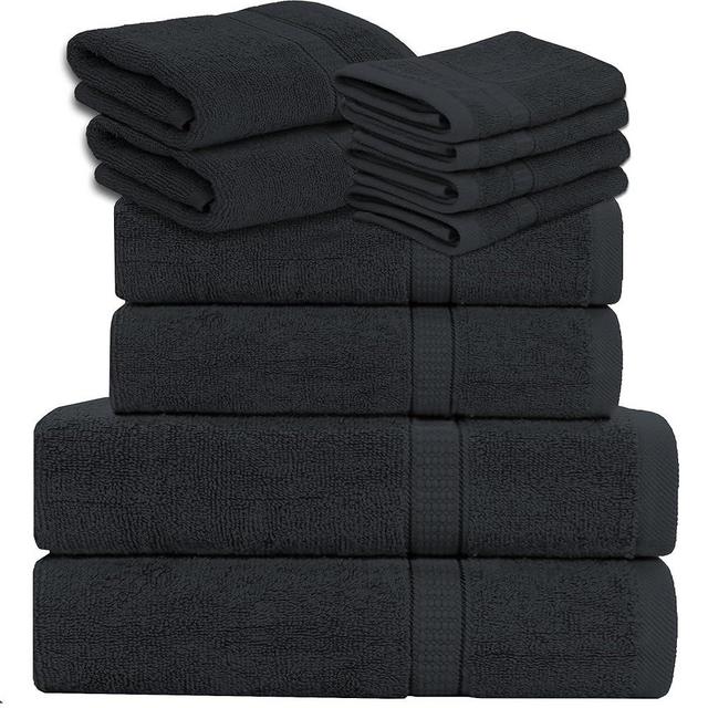 GOLD TEXTILES Luxury 10 Piece Towel Set, (Bath Towel 27x54, Hand Towel 16x30, Washcloth 13x13, Pool Towels 24x50) Ultra-Plush Absorbent Cotton Towels for Bathroom (Grey, 10 Piece Towel Set)
