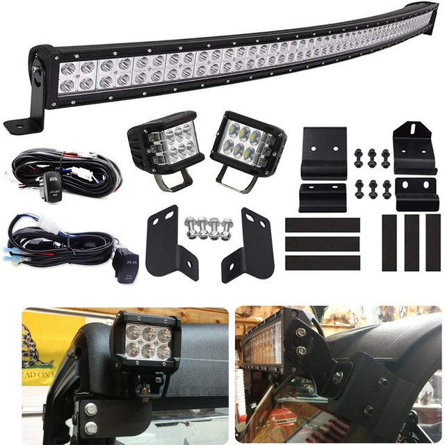 Light Bar Mount Wiring Kit - WeiSen LED Curved Rear Roof Pair 4" 45W Side Shot Cube Lights Brackets w/ 2X Wiring Compatible with Polaris Ranger XP 1000/900/570 2013-2023