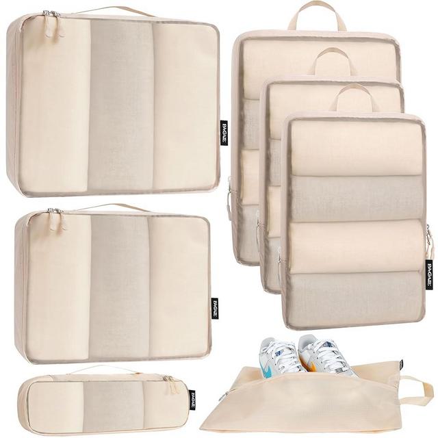 Bagail Ultralight Packing Cubes 7 Set - 3 Standard Packing Cubes and 3 Compression Packing Cubes With 1 Shoe Bag