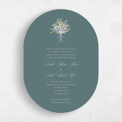 Blue Oval Wedding Invitation - Pesco Portrait