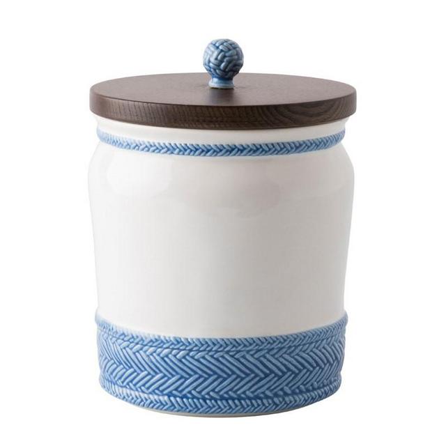 Le Panier White/Delft 7.5" Canister with Wooden Lid