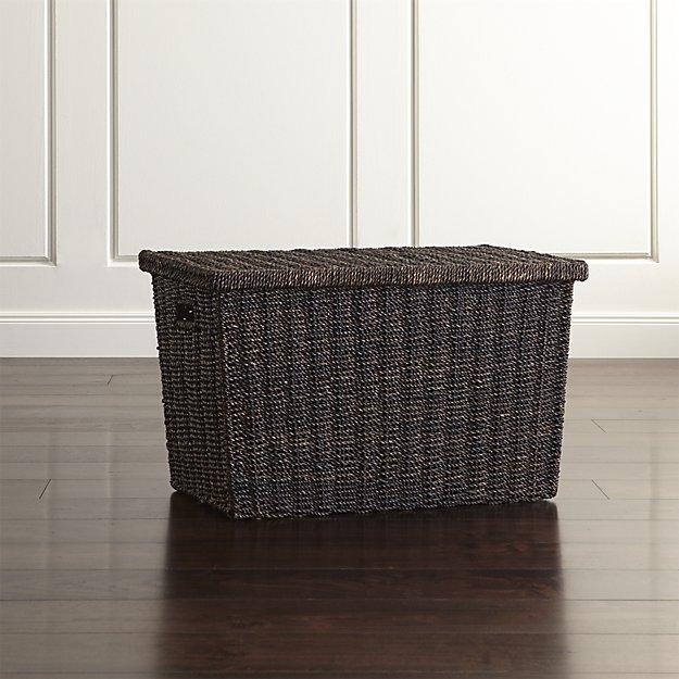 Abaca Wicker Trunk Basket with Lid Small