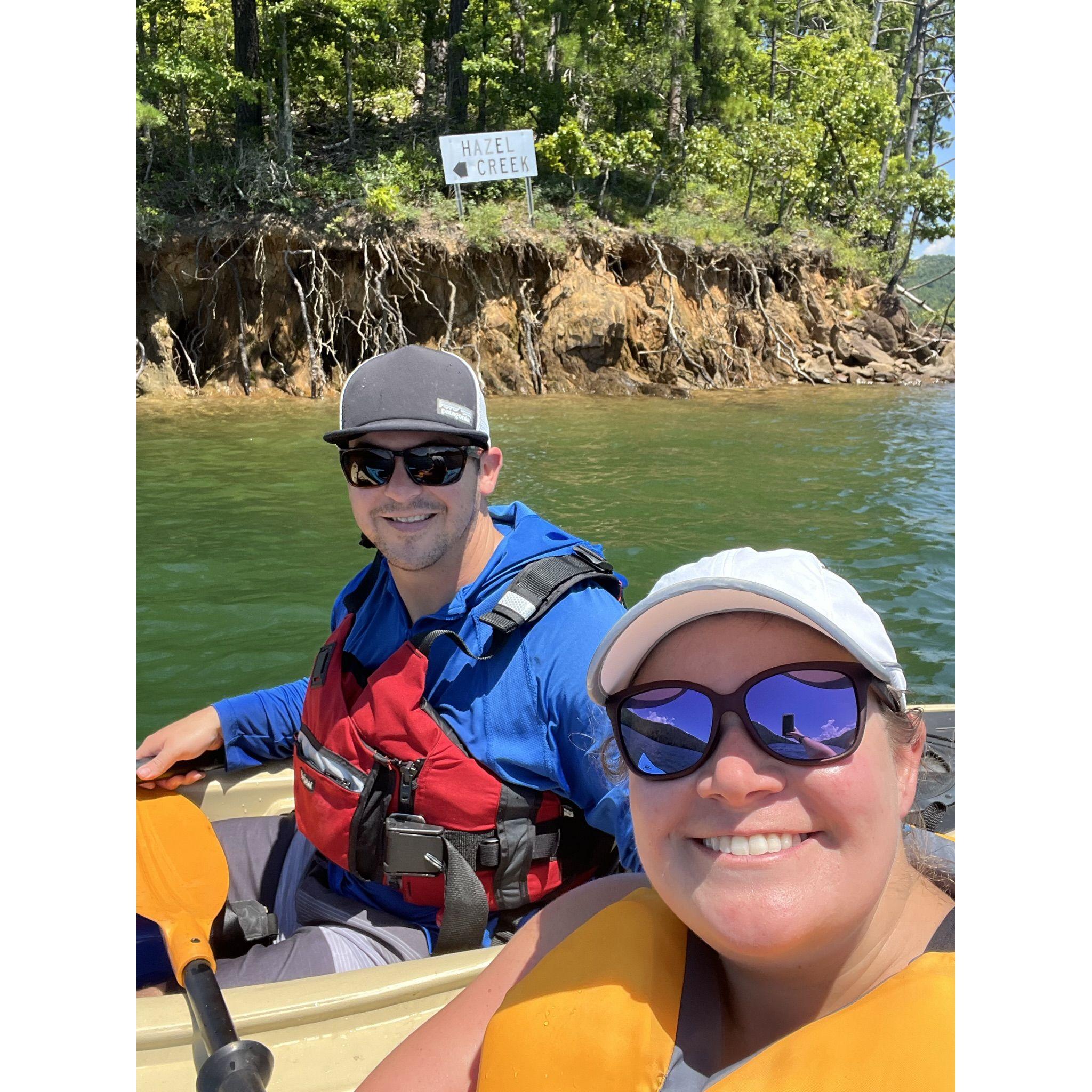 Kayaking in to Hazel Creek in Fontana Lake