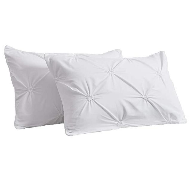 Raytrue-X Pillow Cases Standard Size, White Pillowcases, Soft Pinch Pleated Pillow Shams Set of 2, Decorative Pillow Covers for Sofa Bedroom 20x26 inches