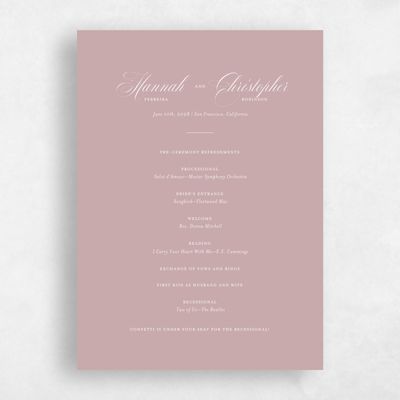 Grayed Mauve, Pink Wedding Program - Jade