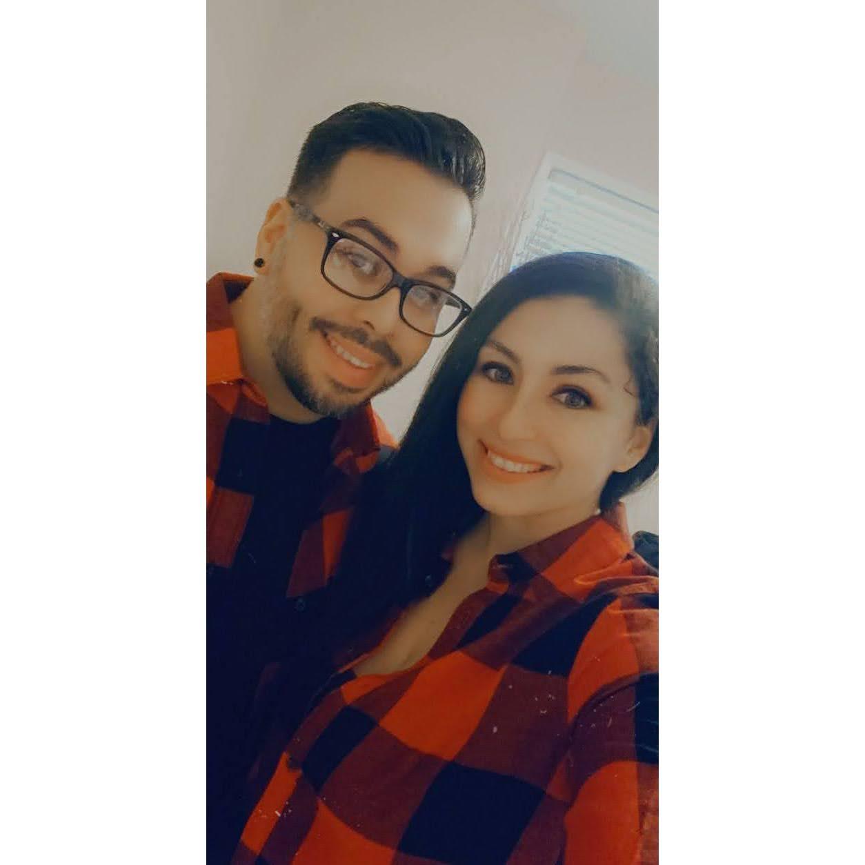 Matching Christmas outfits in Augusta Georgia Visiting Caroline's Dad 2020