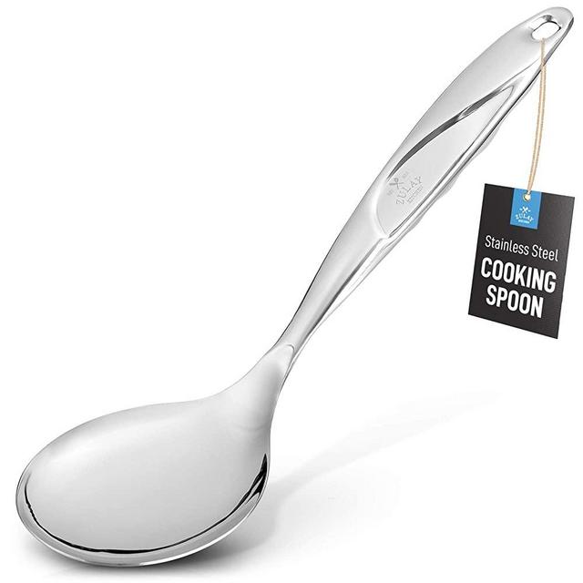 Zulay 11.5 inch Stainless Steel Serving Spoon - Solid One-Piece Cooking Spoon With Comfortable Handle - Multipurpose Kitchen Spoon For Serving, Cooking, Mixing, and More
