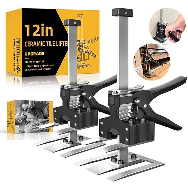 AMZKEIO Lever Arm Lifter, 12 Inch Labor Saving Arm Jack, Drywall Lift, Hand Jack Lift Tool for Wall Tile Lift and Positioning Aid, Cabinet Jack and Board Lift, Door Lifter Tool, Man's Tool Gift (2PCS)
