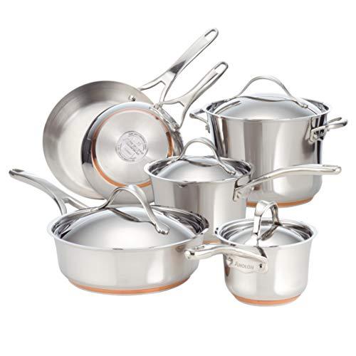 Anolon 75818 Nouvelle Stainless Steel Cookware Pots and Pans Set, 10 Piece