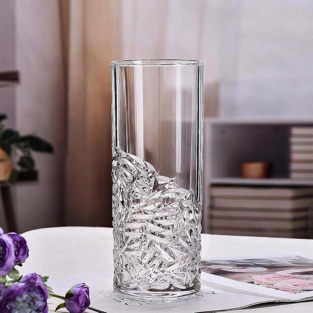 GIDARY 10-Inch Large Vase,Thick Weighted Clear Cylinder Glass Vases for Tables Centerpieces Vase, for Home Decor Flower Vase